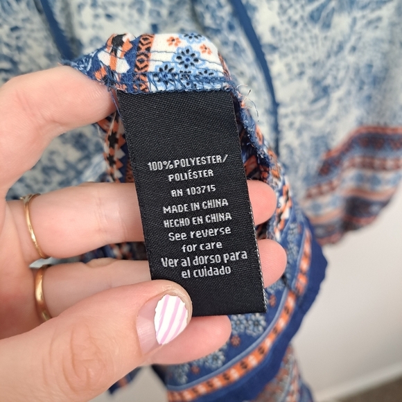 Zac & Rachel Bundle Of 2 Orange Blue Aztec Multicolor Flowy Boho Blouses Sz 3X - Picture 10 of 13